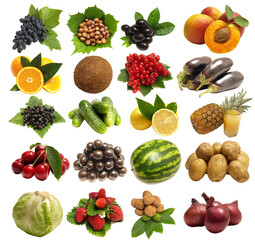 Collection of fruits and vegetables isolated