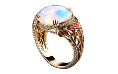 Virtual Precision of Opal Odyssey in Jewelry on a Clear Surface or PNG Transparent Background.