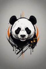 Panda. Panda head splash art , abstract background, print, t-shirt design.	