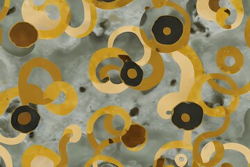 Luxurious Orion Olive ink marble-like abstract texture with Gold agate Tile