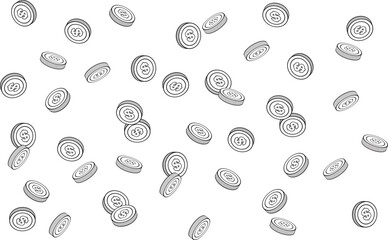 バラバラに落ちる＄マークのついたドルコイン