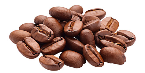 Pile of aromatic coffee beans, cut out - obrazy, fototapety, plakaty