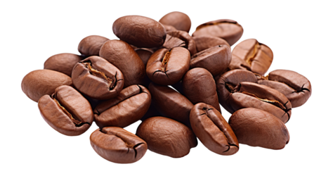 Pile of aromatic coffee beans, cut out