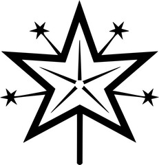 Christmas Sparkling Star Vintage Outline Icon In Hand-drawn Style