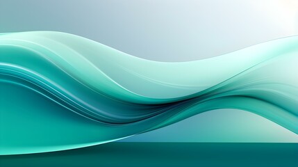 Abstract 3D Background of Curves and Swooshes in turquoise Colors. Elegant Presentation Template