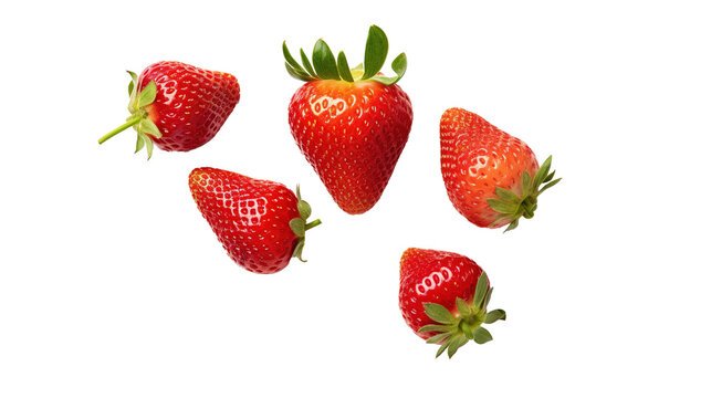 Fresh red strawberry on transparent background, PNG image with background removed, created with Generative Ai technology.