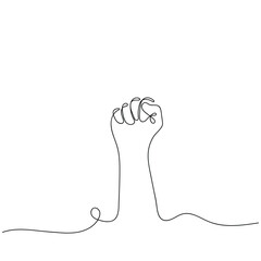 line art of human fist. Sign of solidarity and support. Human rights concept art. Continuous line art vector.