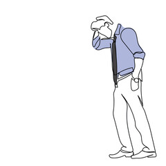  line art of a worried and disappointed man. A hopeless guy roaming around. Stages of grief. How to handles loss art.Vector of a stressful young person.Stressed adult man. Sadness. Young.directionless