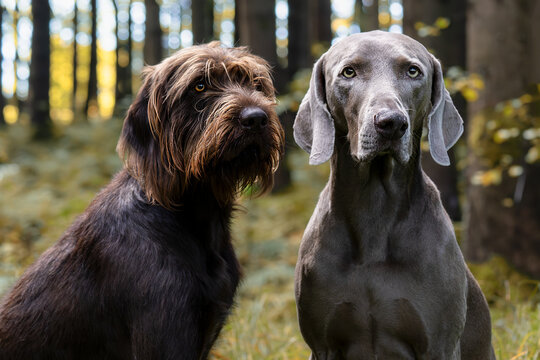 Pudelpointer und Weimaraner