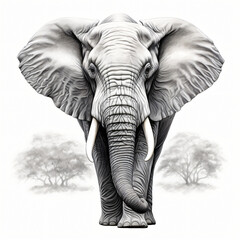 Elephant Portrait Clipart isolated on white background