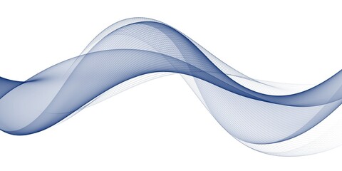 Abstract blue flowing wave lines isolated on white background. Design element for technology, science, modern concept