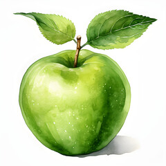 Green Apple, Fruits, watercolor illustrations - obrazy, fototapety, plakaty