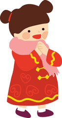  Lunar New Year CUTE child in a red dress Chinese new year cute cartoon character
