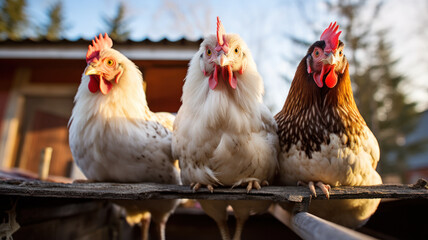 Fototapeta premium Close-Up Chickens on Barn Rafters