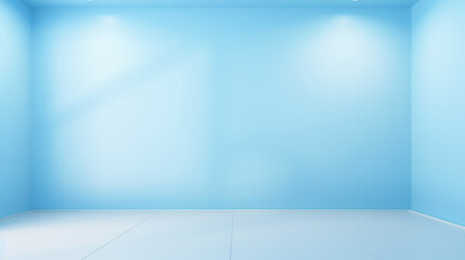 Empty light blue room with gradient light blue background