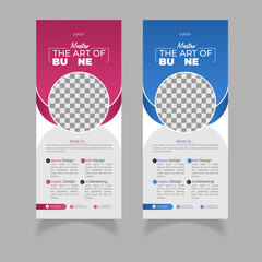 Abstract shapes roll up display  banner | Standard size | Blue and Red gradients