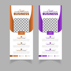 Modern roll up display stand banner | Purple and yellowish gradietns