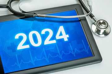 Tablet with the number 2024 on the display
