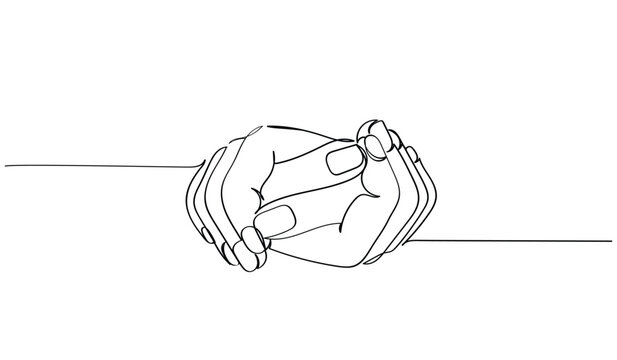 line art of human hands united. Support unity and harmony in the society. Human solidarity art. You are not alone. We are together in it. human rights concept. extend your helping hand.