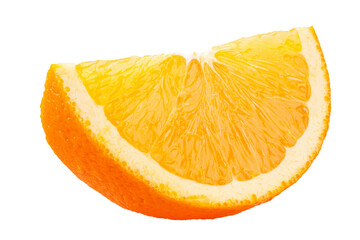 Ripe juicy orange slices isolated on white background. File contains clipping path.