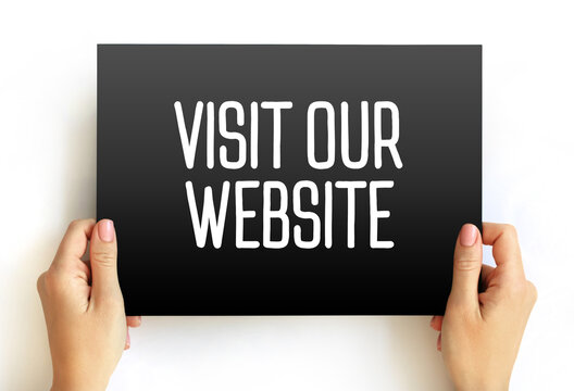 Visit Our Website text on card, concept background