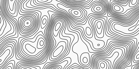 Fototapeta premium Black-white background from a line similar to a Topographic Map in Contour Line Light topographic topo contour map and Ocean topographic line map with curvy wave isolines vector 