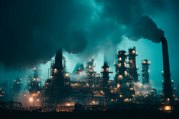 Fototapeta premium air pollution from exhaust gases from factory chimney