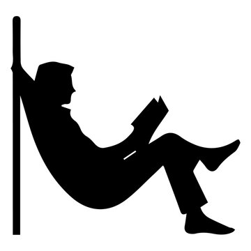 recommend clip art: Reading man on hammock vector silhouette
