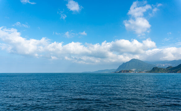 Seascape in chaojing park of badouzi Keelung of Taiwan, Sky horizon with copy space.