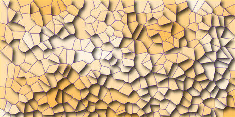 Quartz yellow Broken Stained Glass Background. Voronoi diagram background. Seamless pattern shapes vector Vintage Quartz surface white for bathroom or kitchen