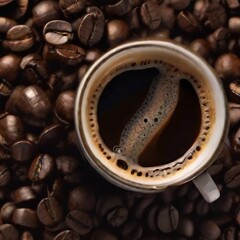 coffee beans and cup