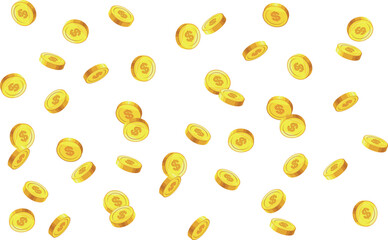 バラバラに落ちる＄マークのついたドルコイン