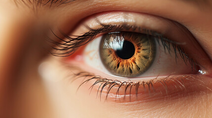 Naklejka premium Close up picture of human eye, macro shot, colourful pupils
