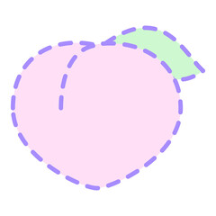 シンプルな破線の桃⭐︎PNG