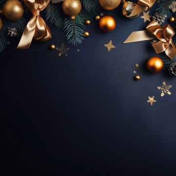 Christmas and New Year seasonal social media background design in square with blank space for text. Template for holiday commercial post.