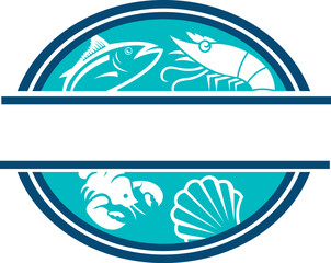 Fototapeta na wymiar Seafood restaurant vector logo design. Seafood best quality logo.