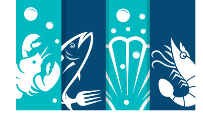 Seafood restaurant vector logo design. Seafood best quality logo.