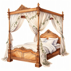 Four Poster Bed Clipart isolated on white background