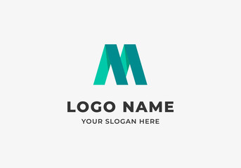 Logo M Rooftop House, Real estate Home Building Architecture Modern and Minimalist Logo Design. Editable File