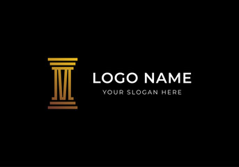 Logo M Pillar Law Attorney Justice Gold, Modern Luxury and Minimalsit Logo Design. Aditable File