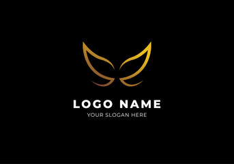 Logo Line S Butterfly Gold Shape, Modern Minimalist and Luxury Logo Design. Editable File