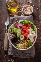 Delicious Greek salad as the most popular salad.