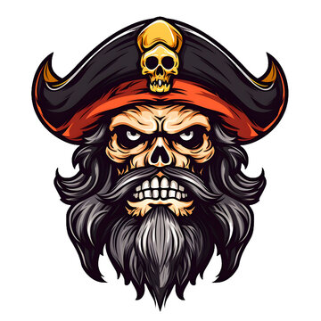 Logo With The Image Of A Pirate Captain. You Can Overlay This Picture On Any Image. Generative AI