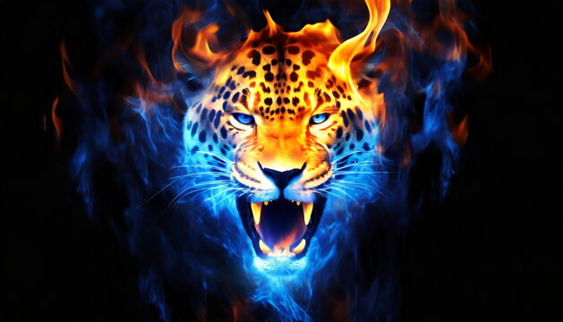 豹と炎のエフェクト