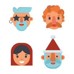 Collection of colored flat avatars with different human heads. Flat vector characters.