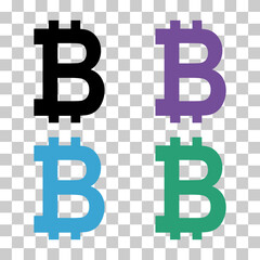 Obraz premium Set of Bitcoin web coin, internet electronic crypto design symbol, digital pay vector illustration