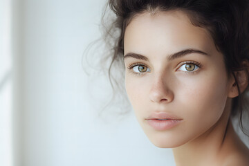 Naklejka premium Face of beautiful woman without makeup.
