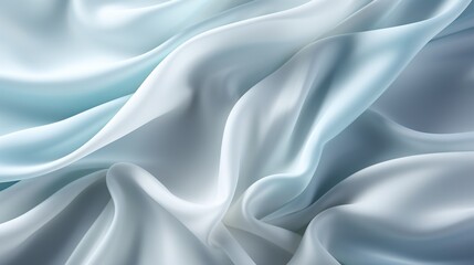 Obraz premium Elegant white and light blue silk background. Luxurious wedding concept. Generative AI