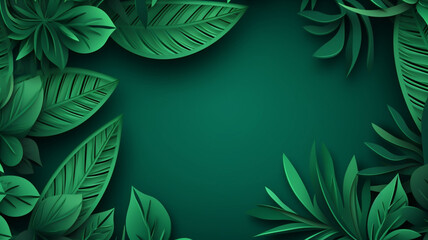 Amazing Green Abstract Paper Carve Background Paper Art Style - obrazy, fototapety, plakaty