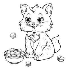 A Cat With A Plate Of Holiday Cookies Holiday, Coloring Pages Png